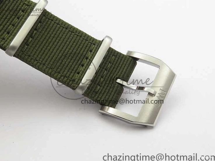 MIROTIME 0207 Fashionable Pilot IW326801 SS MK 1:1 Best Edition Black Dial on Green Nylon Strap MIYOTA 7122
